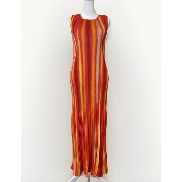 Kate & Mallory Dresses & Skirts - Kate & Mallory Women XS Dress Orange Accordion Maxi Sunset Luxury Ombre Resort